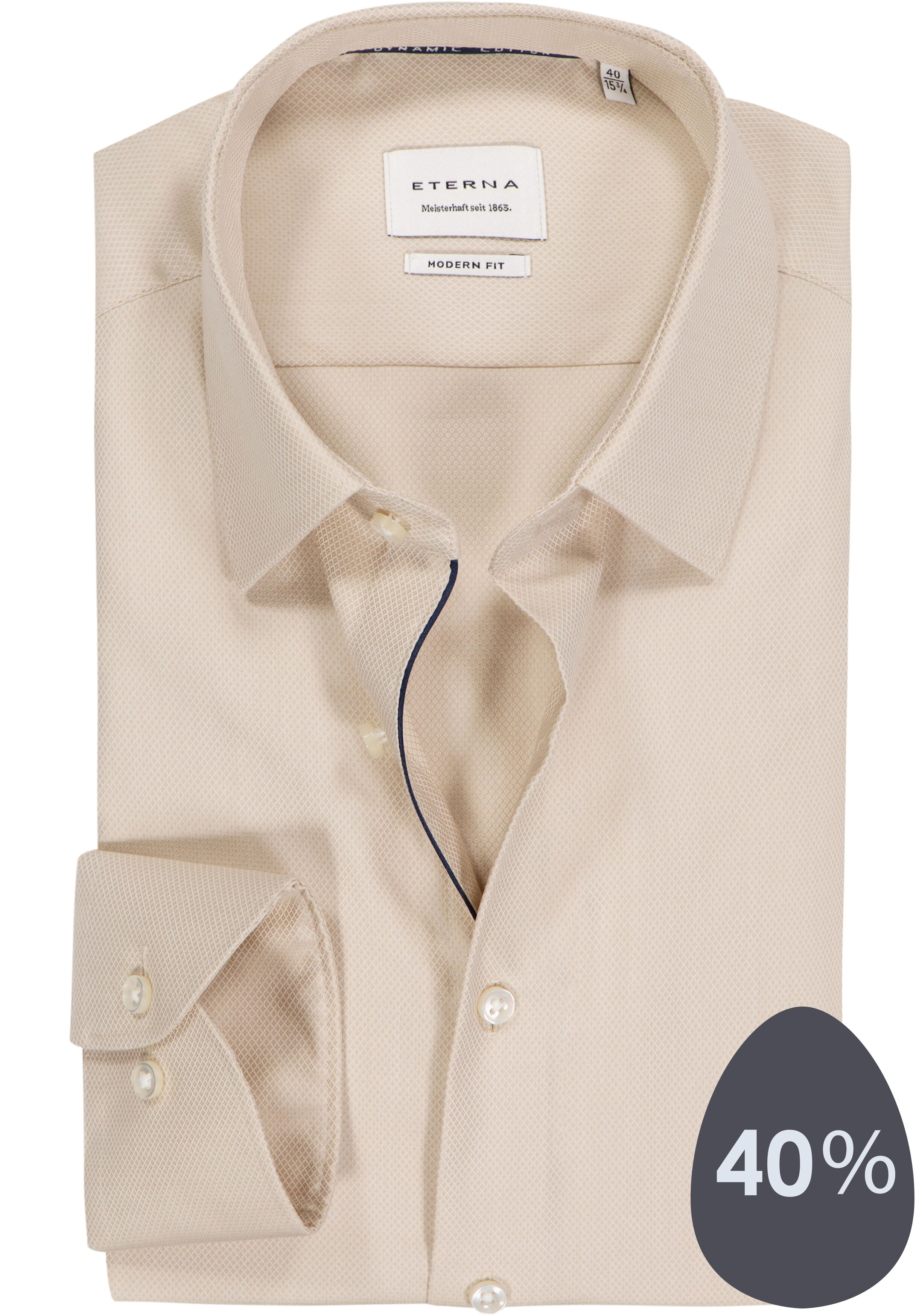 ETERNA modern fit overhemd, structuur, beige